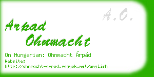 arpad ohnmacht business card
